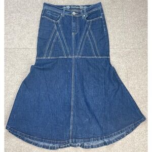 No Fuze Women's Embroidered 5 Pocket Denim Jeans Skirt Size 5/6‎